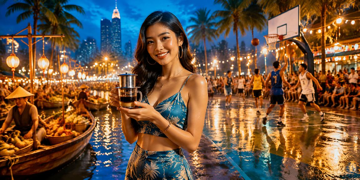 Người dùng TP. Hồ Chí Minh thực hiện giao dịch tài chính và theo dõi cá cược bóng rổ tại quán cà phê