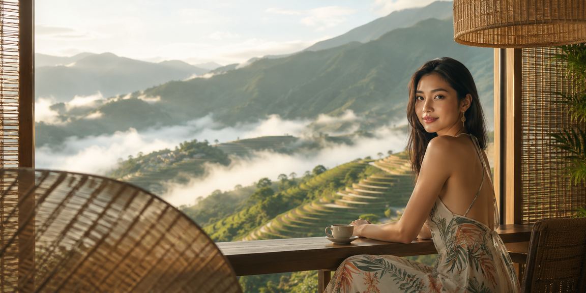 Người dùng đặt cược casino với chiếc nón lá truyền thống trong không khí Sapa